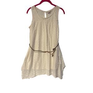 Mudd Sleeveless Ivory A Line Dress Eyelet Lace w Lining Girls Size 14 NWT Belt